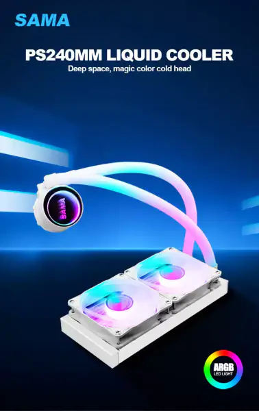 Sama Özelleştirilmiş 240mm Rgb Aydınlatma Sıvı Aio Soğutucu Cpu Sıvı Soğutucu Su Soğutma Sıvı Soğutucu Pc Için