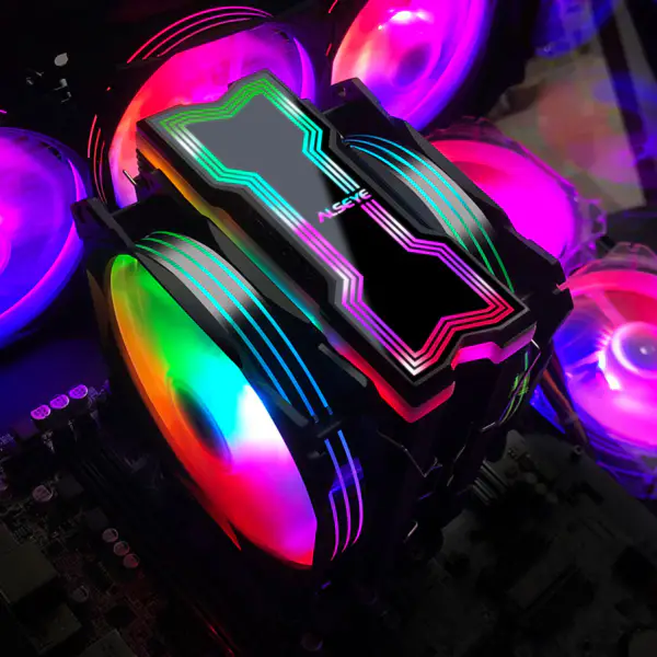 Alseye 120mm Dual Fan 4 Heat Pipes Rgb Cpu Cooler Aura