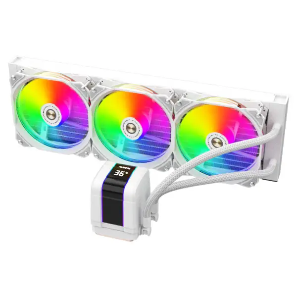 Alseye 360mm White Frame Sync Argb Aio Liquid Cooler With Temperature Display For 12th Gen Cpu
