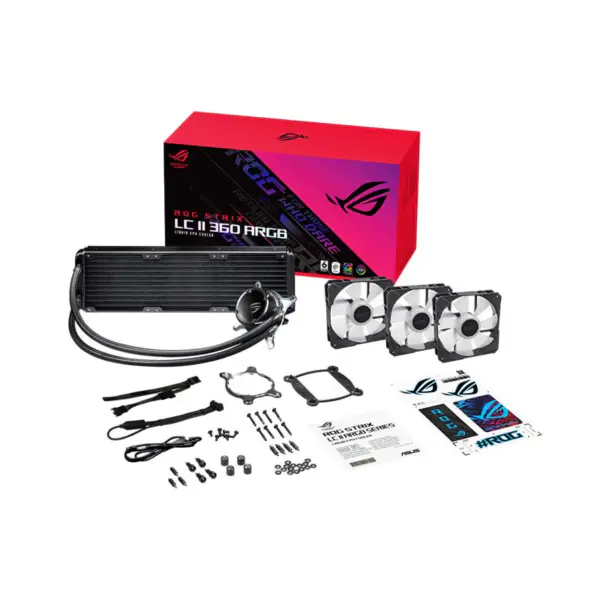 AsUs Rog Strix Lc Ii 360 Argb 3fans Entegre Su Soğutmalı Radyatör 12. Nesil Cpu Asetek 7. Pwm Dc Cpu Soğutma Argb Fan